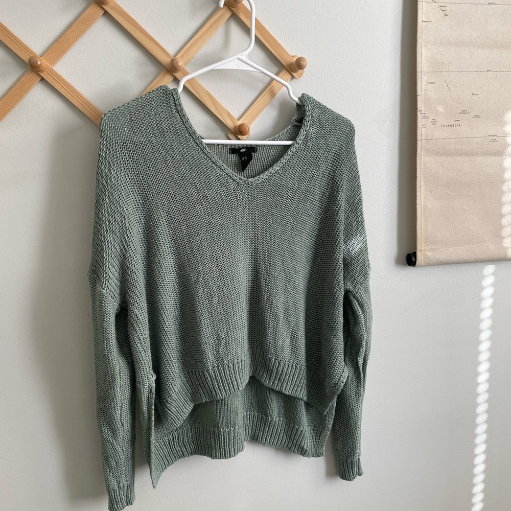 Cropped green-blue sweater from H&M. Has great drape. Like new.